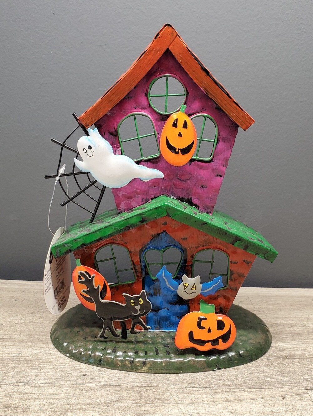 NWT Vintage Tin Spider Web House Tealight Holder